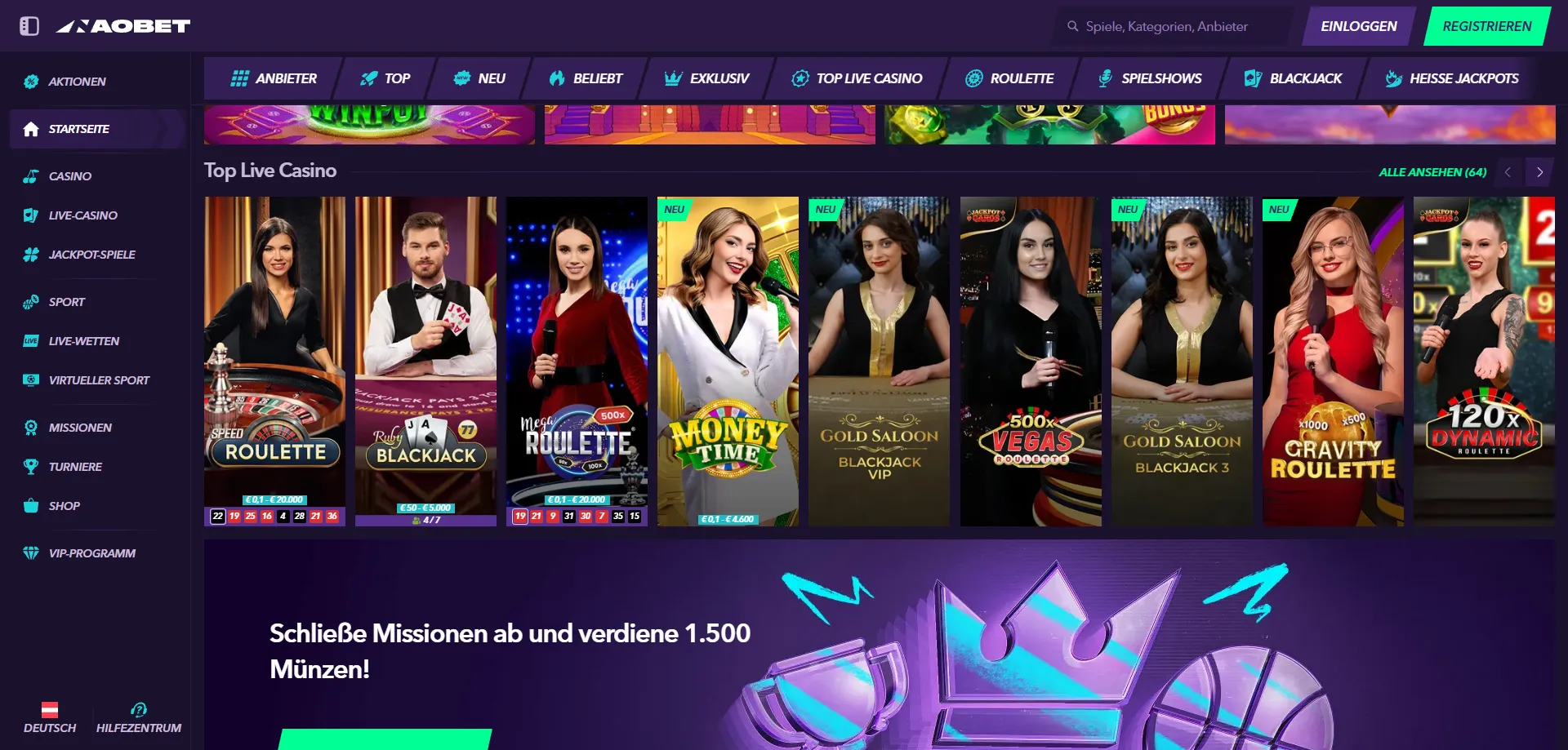 NaoBet Live Casino – Roulette, Blackjack und Game Shows in Echtzeit